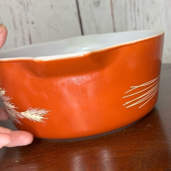 PYREX autumn harvest wheat pattern 1 qt serving bowl Vintage EUC - Picture 7 of 10